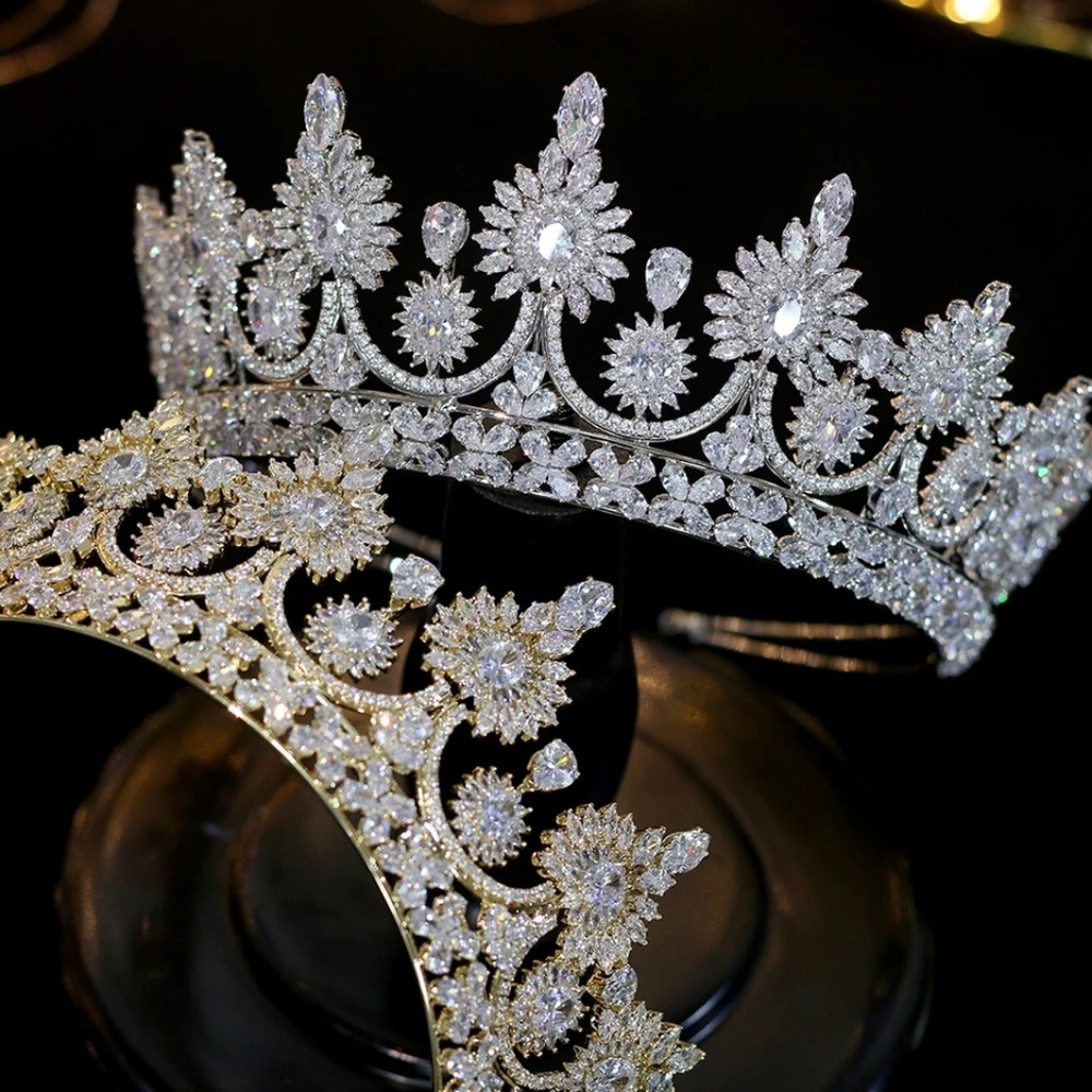 Swarovski gold crystal crown tiara
